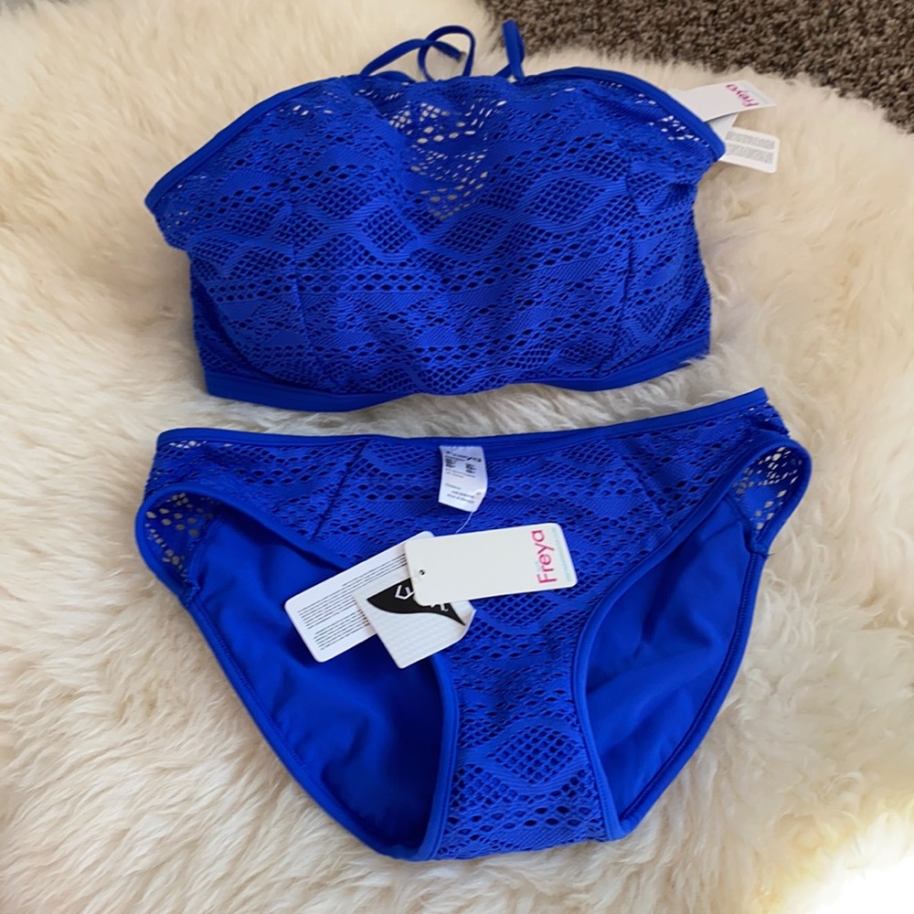 Freya Blue Bikini 32 H Top Small Bottom